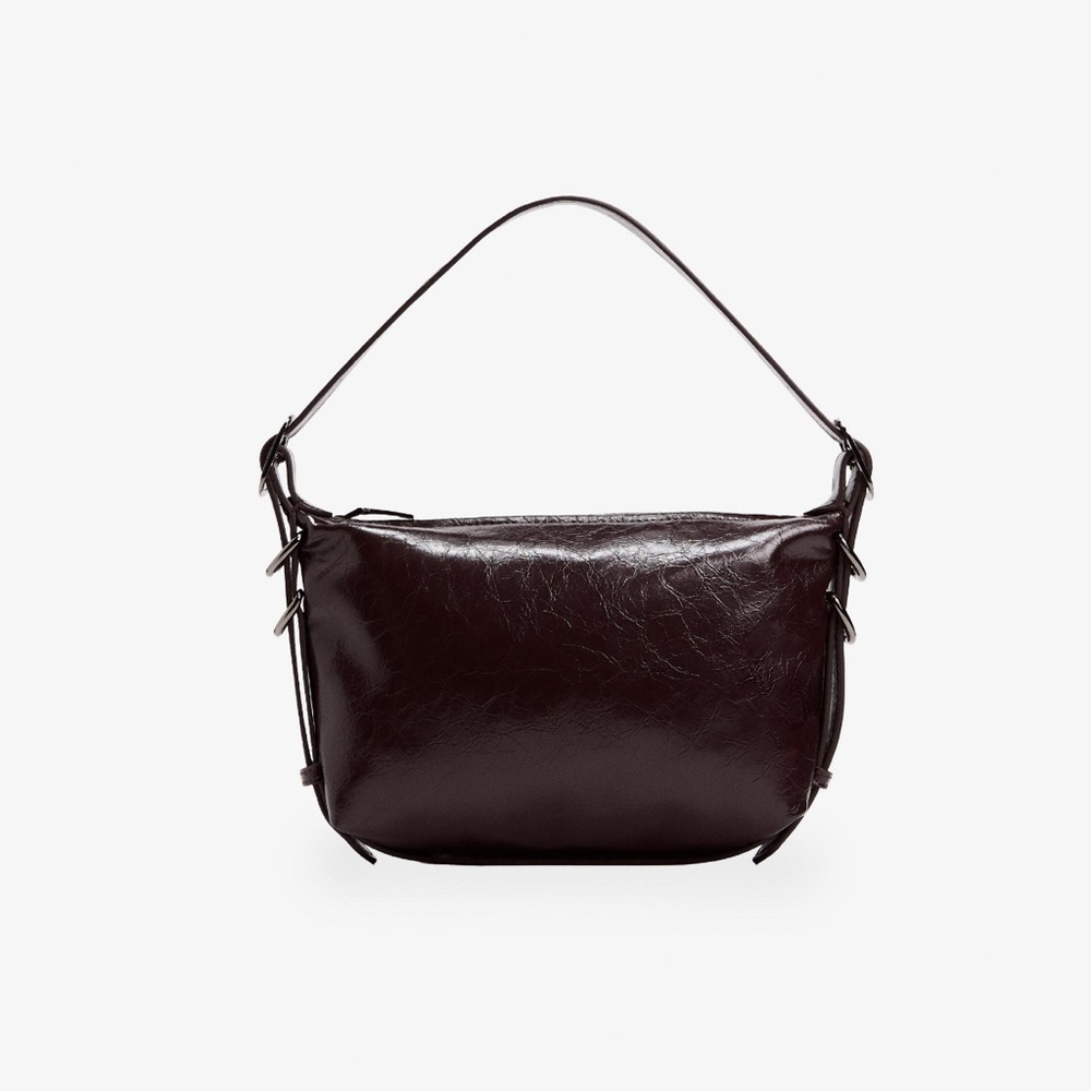 Zara Patent Ring-Detail Shoulder Bag
